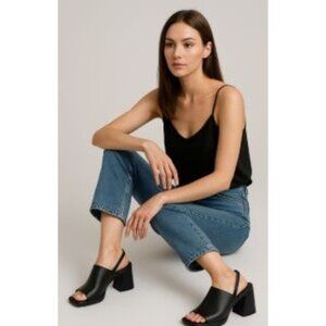 Circus NY SIZE 8.5  Summer Chunky Block Heel Open-Toe Sandal Black